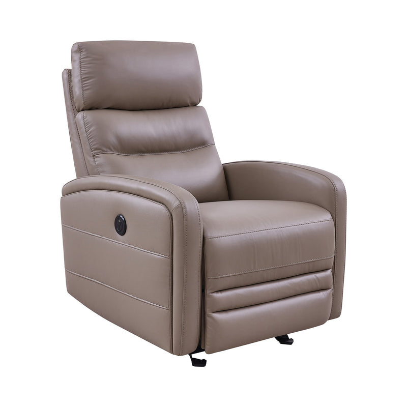 Tristan Contemporary Recliner in Greige Genuine Leather - Furniture City (CA)l