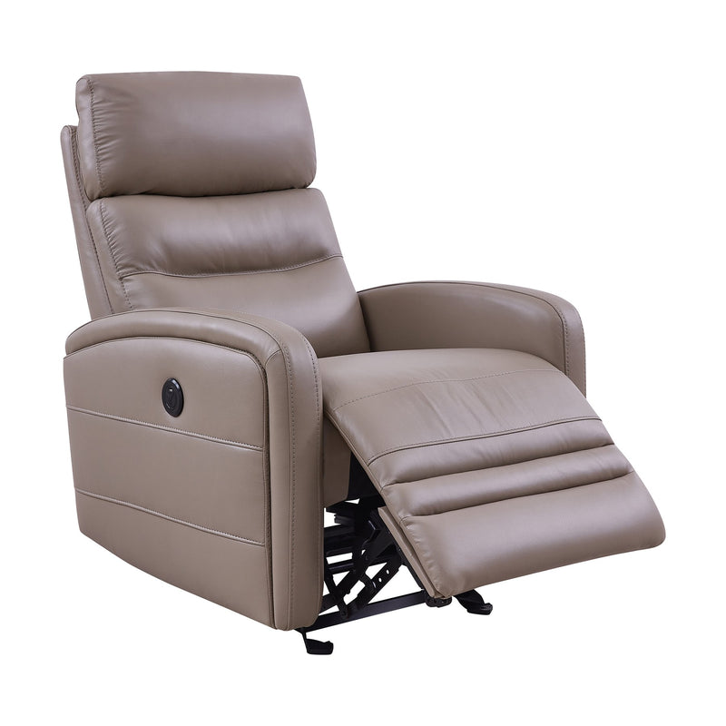 Tristan Contemporary Recliner in Greige Genuine Leather - Furniture City (CA)l