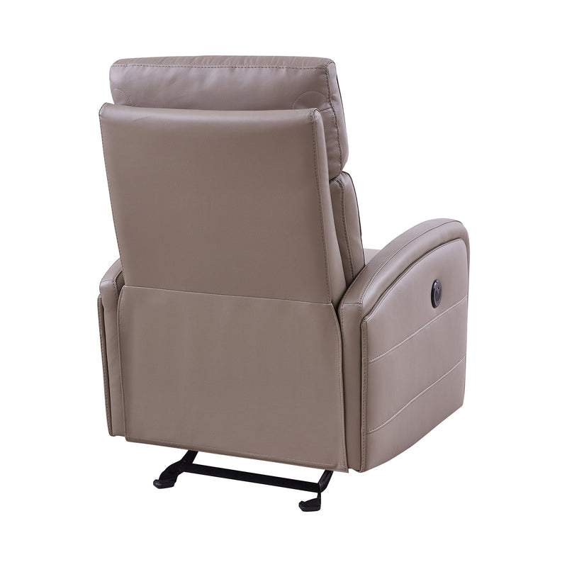 Tristan Contemporary Recliner in Greige Genuine Leather - Furniture City (CA)l