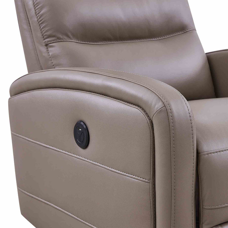 Tristan Contemporary Recliner in Greige Genuine Leather - Furniture City (CA)l