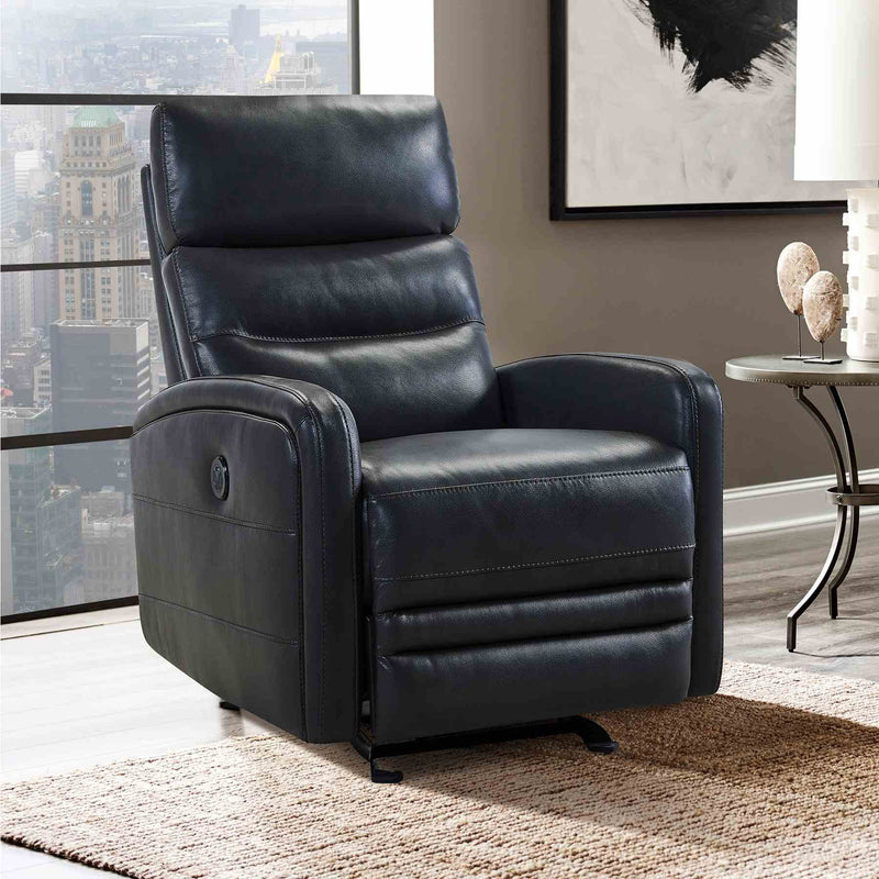 Tristan Contemporary Recliner in Pewter Genuine Leather - Furniture City (CA)l
