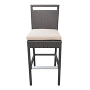 Tropez Outdoor Patio Wicker Barstool with Water Resistant Beige Fabric Cushions - Furniture City (CA)l