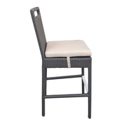 Tropez Outdoor Patio Wicker Barstool with Water Resistant Beige Fabric Cushions - Furniture City (CA)l