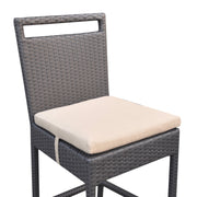 Tropez Outdoor Patio Wicker Barstool with Water Resistant Beige Fabric Cushions - Furniture City (CA)l