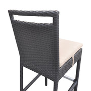 Tropez Outdoor Patio Wicker Barstool with Water Resistant Beige Fabric Cushions - Furniture City (CA)l