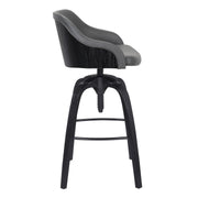 Tara Contemporary Adjustable Barstool in Black Brushed Wood Finish and Gray Faux Leather - Furniture City (CA)l