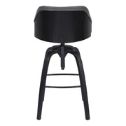 Tara Contemporary Adjustable Barstool in Black Brushed Wood Finish and Gray Faux Leather - Furniture City (CA)l