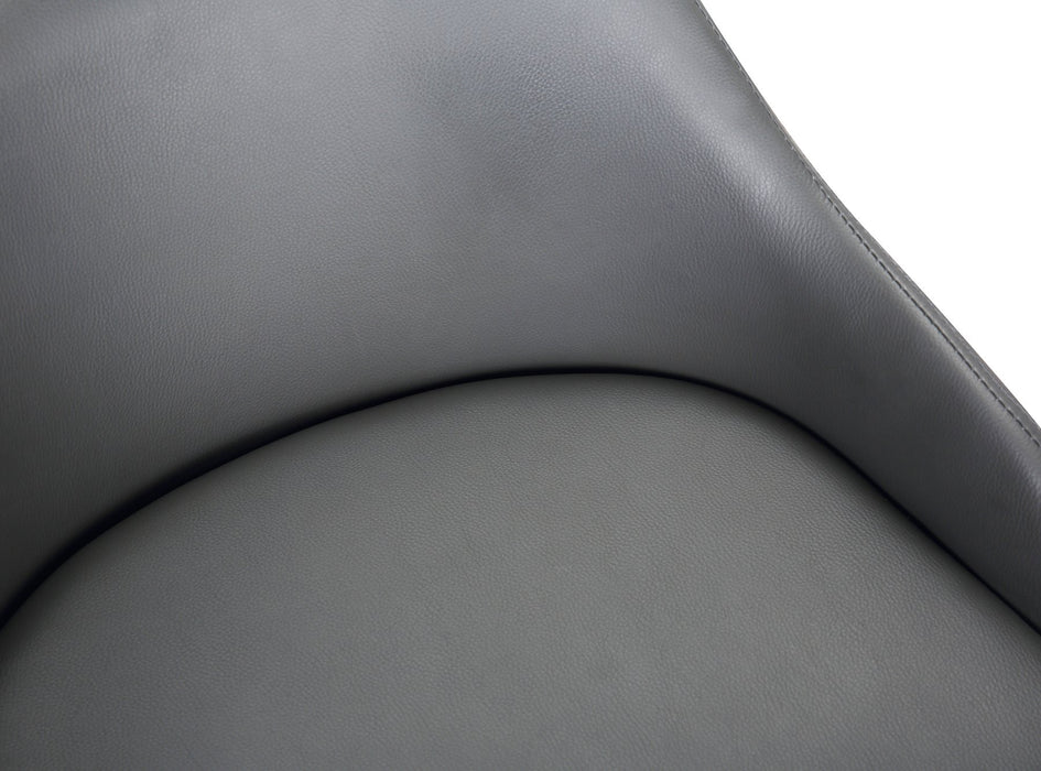 Tara Contemporary Adjustable Barstool in Black Brushed Wood Finish and Gray Faux Leather