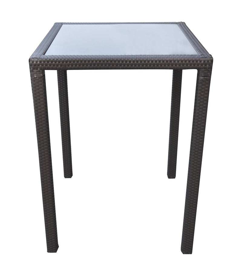 Tropez Outdoor Patio Wicker Bar Table with Black Glass Top - Furniture City (CA)l