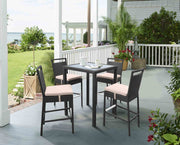 Tropez Outdoor Patio Wicker Bar Table with Black Glass Top - Furniture City (CA)l