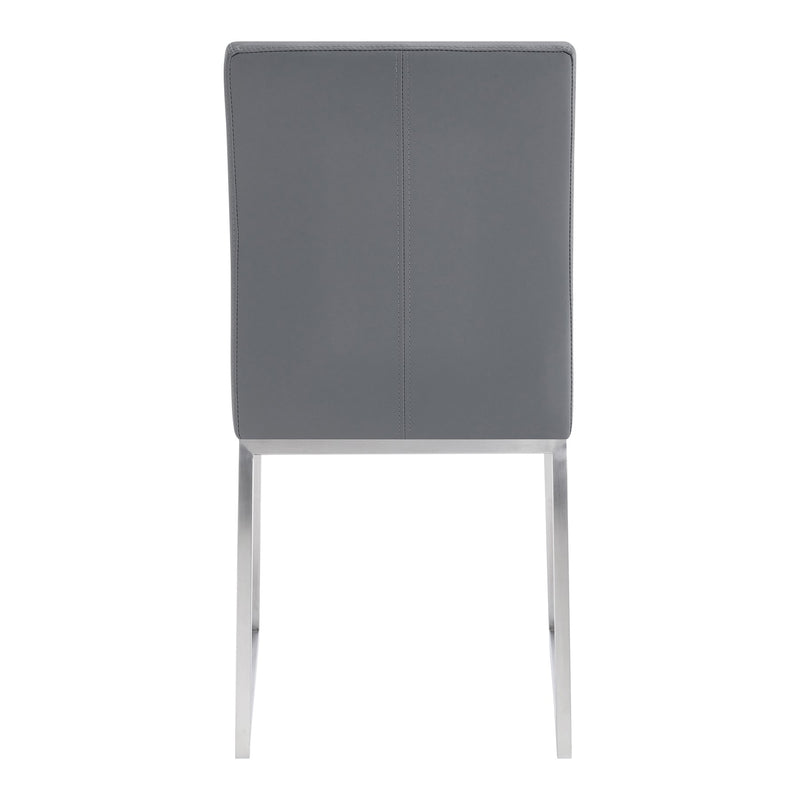 Trevor Contemporary Dining Chair in Brushed Stainless Steel and Gray Faux Leather - Set of 2 - Furniture City (CA)l
