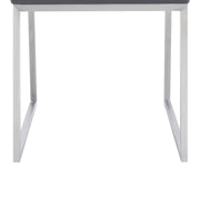 Trevor Contemporary Dining Chair in Brushed Stainless Steel and Gray Faux Leather - Set of 2 - Furniture City (CA)l
