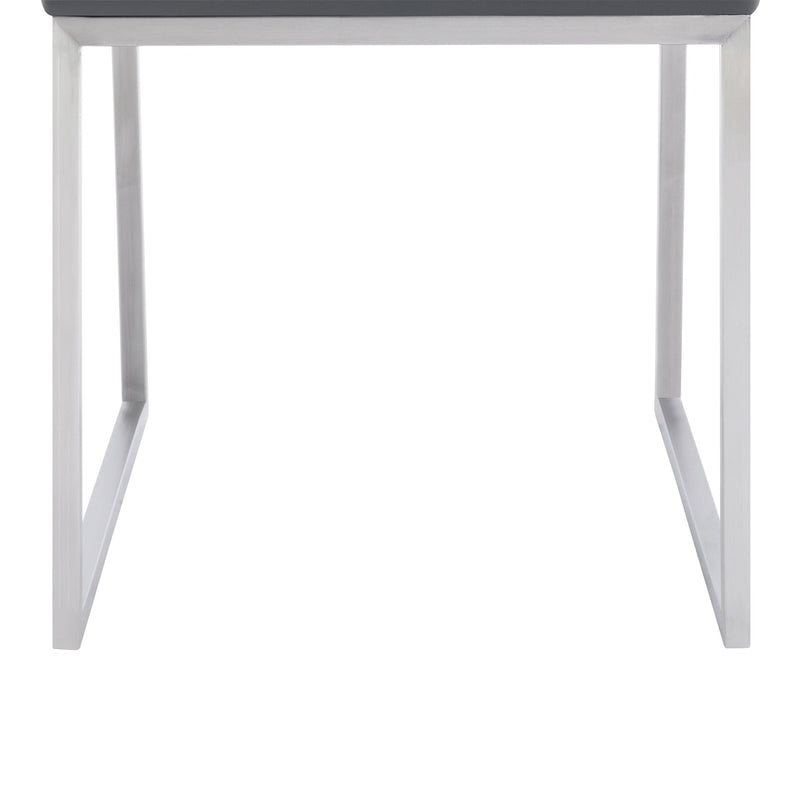Trevor Contemporary Dining Chair in Brushed Stainless Steel and Gray Faux Leather - Set of 2 - Furniture City (CA)l