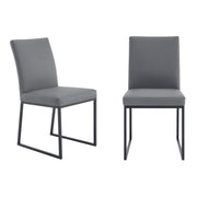 Trevor Contemporary Dining Chair in Matte Black Finish and Gray Faux Leather - Set of 2 - Furniture City (CA)l