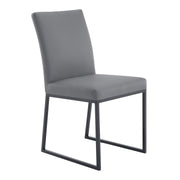 Trevor Contemporary Dining Chair in Matte Black Finish and Gray Faux Leather - Set of 2 - Furniture City (CA)l
