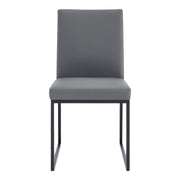 Trevor Contemporary Dining Chair in Matte Black Finish and Gray Faux Leather - Set of 2 - Furniture City (CA)l