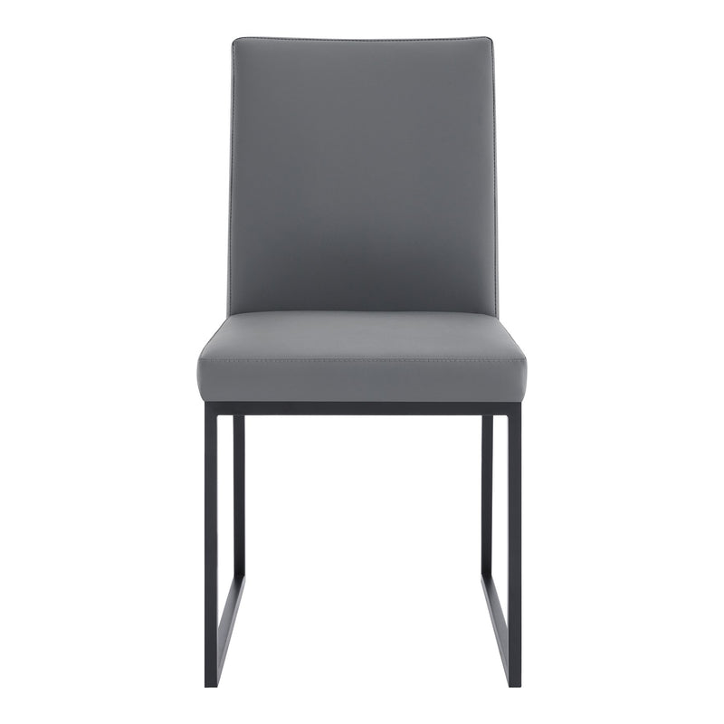 Trevor Contemporary Dining Chair in Matte Black Finish and Gray Faux Leather - Set of 2 - Furniture City (CA)l