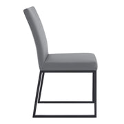 Trevor Contemporary Dining Chair in Matte Black Finish and Gray Faux Leather - Set of 2 - Furniture City (CA)l