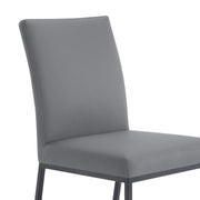 Trevor Contemporary Dining Chair in Matte Black Finish and Gray Faux Leather - Set of 2 - Furniture City (CA)l
