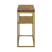 Faye Rustic Brown Wood Console Table with Shelf and Antique Brass Metal Base - Furniture City (CA)l
