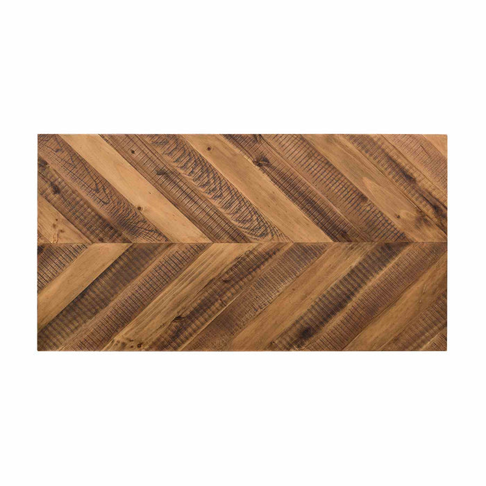 Faye Rustic Brown Wood Coffee Table with Shelf and Antique Brass Metal Base