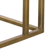 Faye Rustic Brown Wood C-Shape End table with Antique Brass Base - Furniture City (CA)l