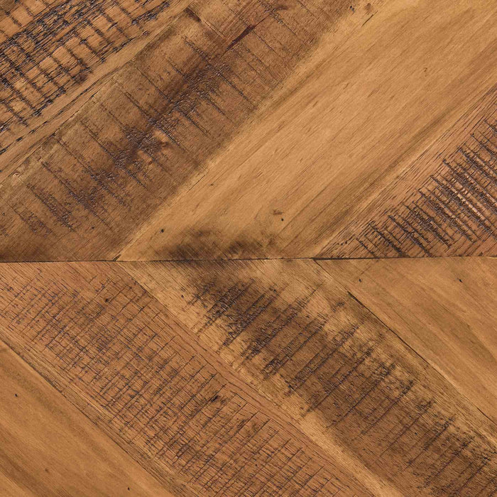 Faye Rustic Brown Wood Side table with Shelf and Antique Brass Base
