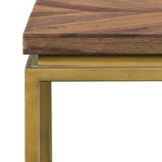 Faye Rustic Brown Wood Side table with Shelf and Antique Brass Base - Furniture City (CA)l