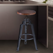 Tribeca Adjustable Barstool in Industrial Gray finish with Ash Wood Seat - Furniture City (CA)l