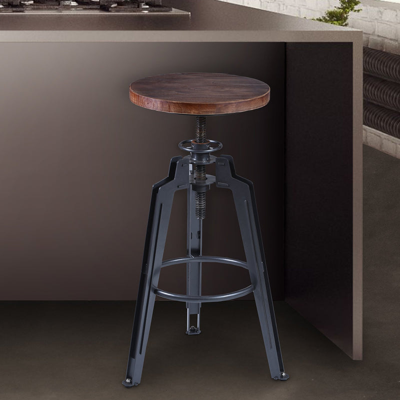 Tribeca Adjustable Barstool in Industrial Gray finish with Ash Wood Seat - Furniture City (CA)l
