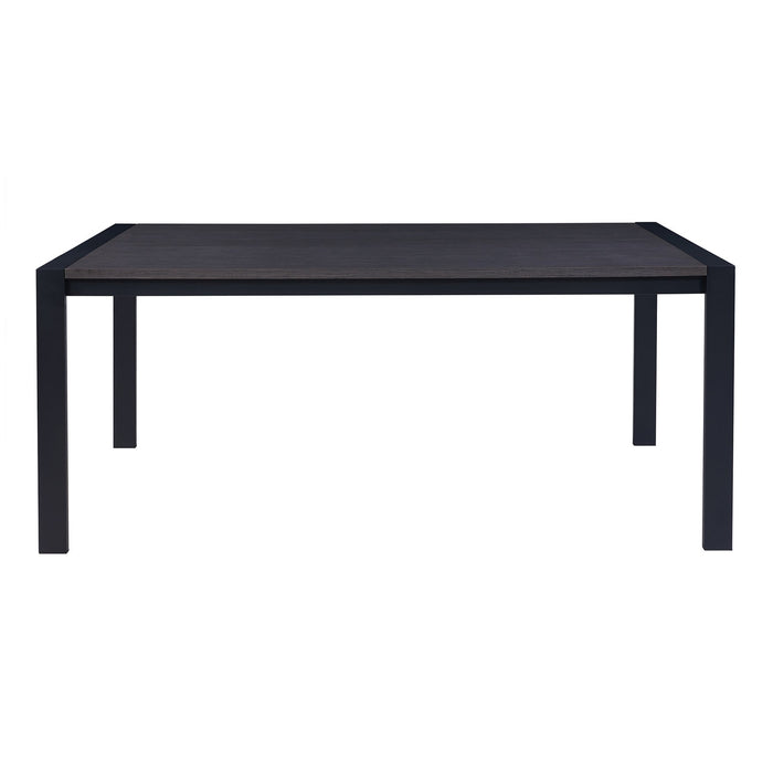Tessa Contemporary Dining Table in Matte Black Finish and Gray Walnut Top