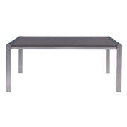 Tessa Contemporary Dining Table in Brushed Stainless Steel and Gray Walnut Top - Furniture City (CA)l