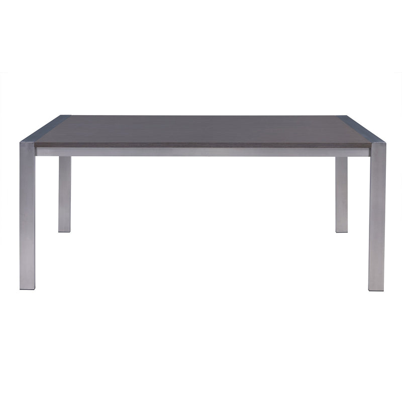 Tessa Contemporary Dining Table in Brushed Stainless Steel and Gray Walnut Top - Furniture City (CA)l