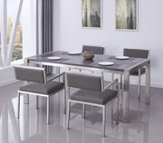 Tessa Contemporary Dining Table in Brushed Stainless Steel and Gray Walnut Top - Furniture City (CA)l