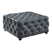 Taurus Contemporary Ottoman in Gray Faux Leather with Wood Legs - Furniture City (CA)l