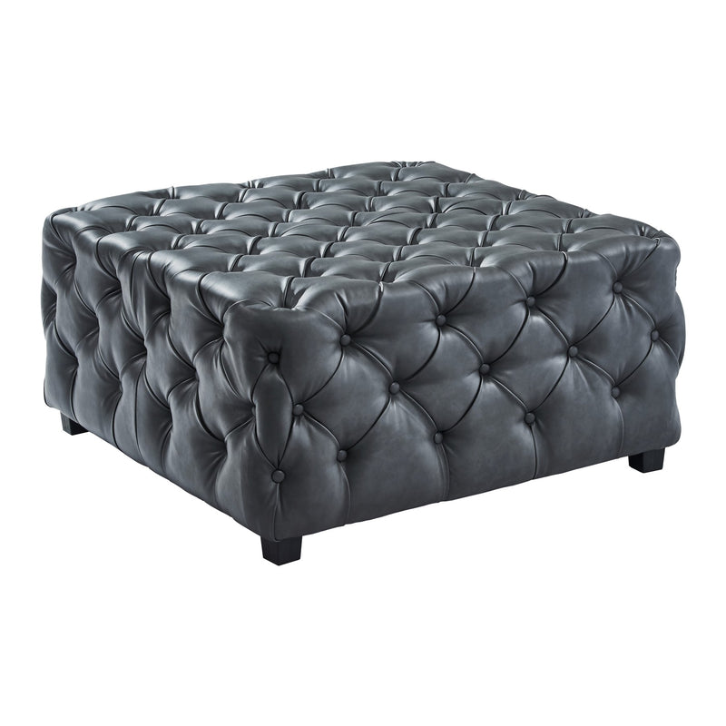 Taurus Contemporary Ottoman in Gray Faux Leather with Wood Legs - Furniture City (CA)l
