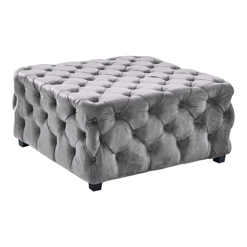Taurus Contemporary Ottoman in Gray Velvet with Wood Legs - Furniture City (CA)l