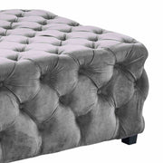 Taurus Contemporary Ottoman in Gray Velvet with Wood Legs - Furniture City (CA)l