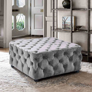Taurus Contemporary Ottoman in Gray Velvet with Wood Legs - Furniture City (CA)l