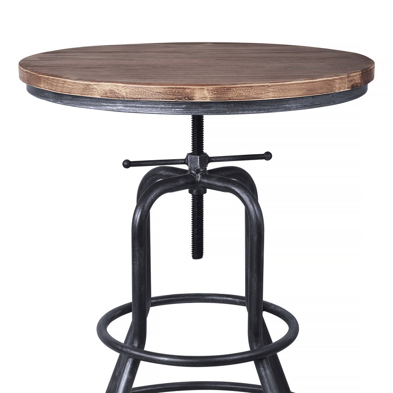 Titan Industrial Adjustable Pub Table in Industrial Gray and Pine Wood Top - Furniture City (CA)l