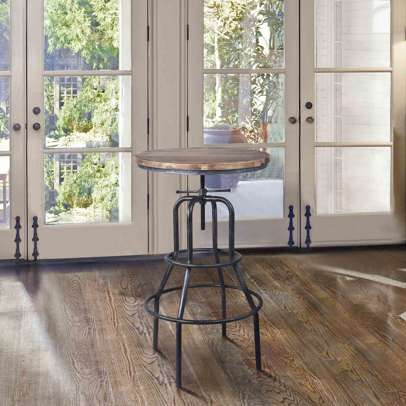Titan Industrial Adjustable Pub Table in Industrial Gray and Pine Wood Top - Furniture City (CA)l