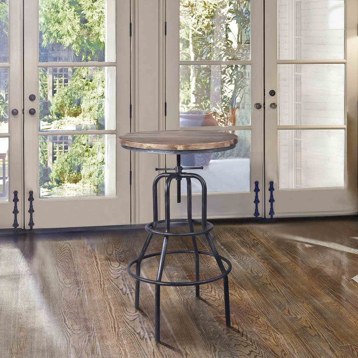 Titan Industrial Adjustable Pub Table in Industrial Gray and Pine Wood Top