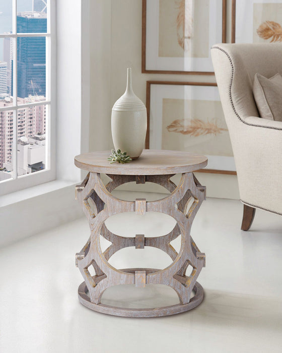 Tuxedo Round End Table with Gray Finish and Gray Top