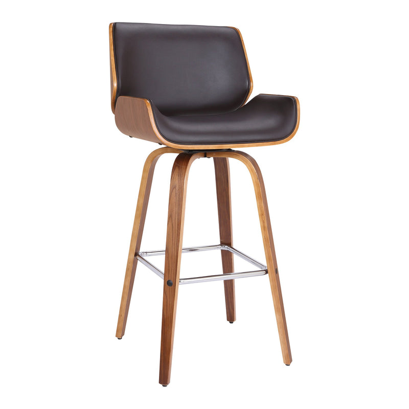 Tyler 26" Counter Height Swivel Brown Faux Leather and Walnut Wood Bar Stool - Furniture City (CA)l
