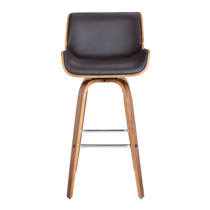 Tyler 26" Counter Height Swivel Brown Faux Leather and Walnut Wood Bar Stool - Furniture City (CA)l