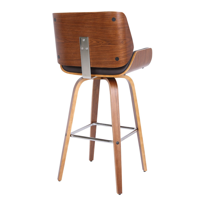 Tyler 26" Counter Height Swivel Brown Faux Leather and Walnut Wood Bar Stool - Furniture City (CA)l