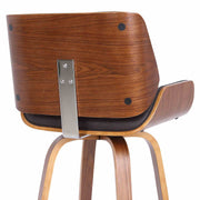 Tyler 26" Counter Height Swivel Brown Faux Leather and Walnut Wood Bar Stool - Furniture City (CA)l