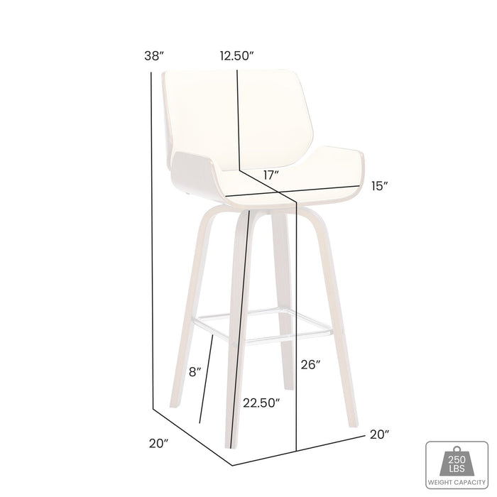 Tyler 26" Counter Height Swivel Brown Faux Leather and Walnut Wood Bar Stool