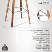 Tyler 30" Bar Height Swivel Brown Faux Leather and Walnut Wood Bar Stool - Furniture City (CA)l