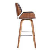 Tyler 30" Bar Height Swivel Brown Faux Leather and Walnut Wood Bar Stool - Furniture City (CA)l